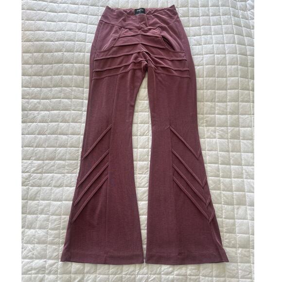MODA EM CASA FERNANDA MARTINS Womens Pants Mauve Flare Pull On Textured *SMALL - Picture 1 of 12